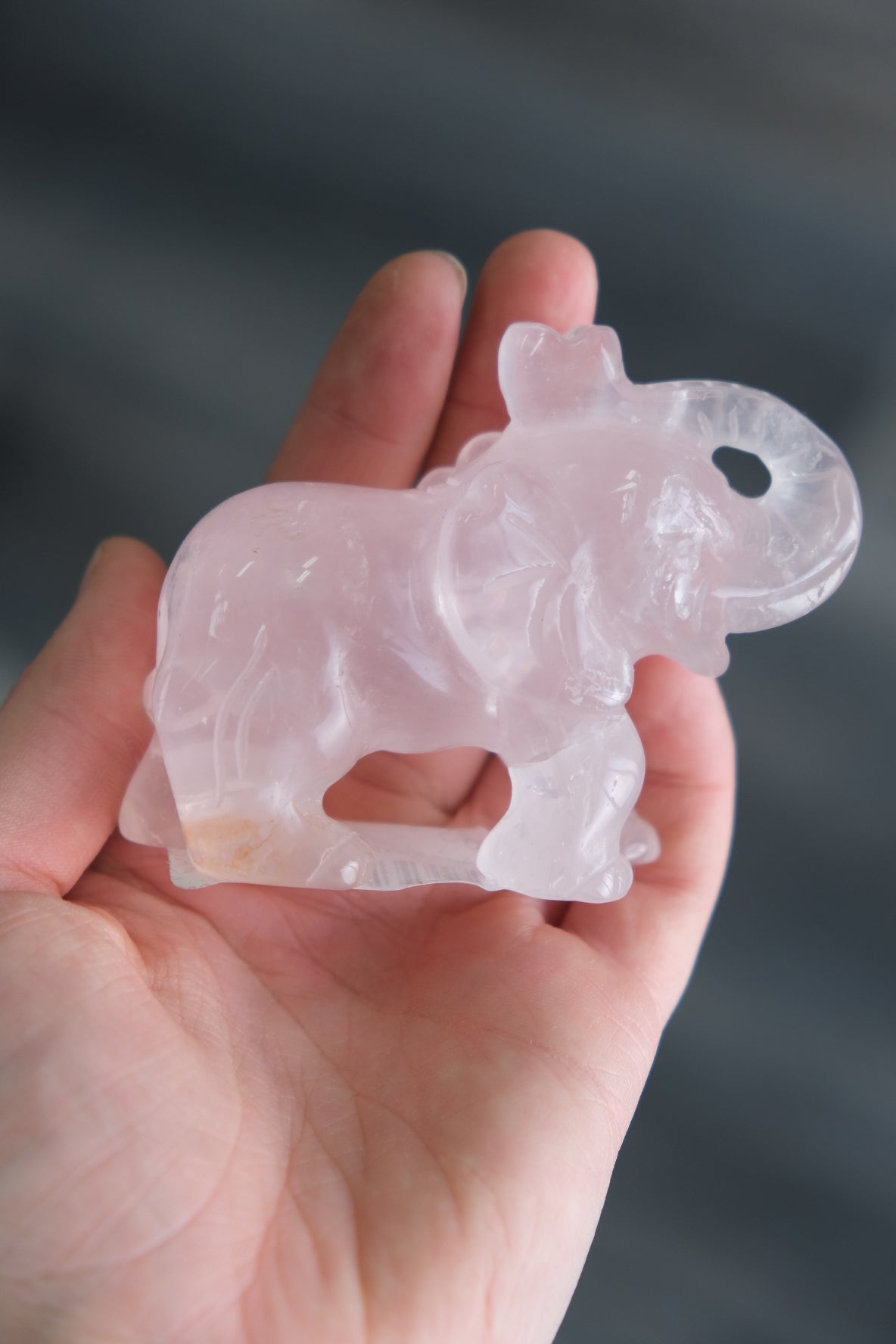 Rose Quartz Elephant | Approx 8cm x 6.5cm