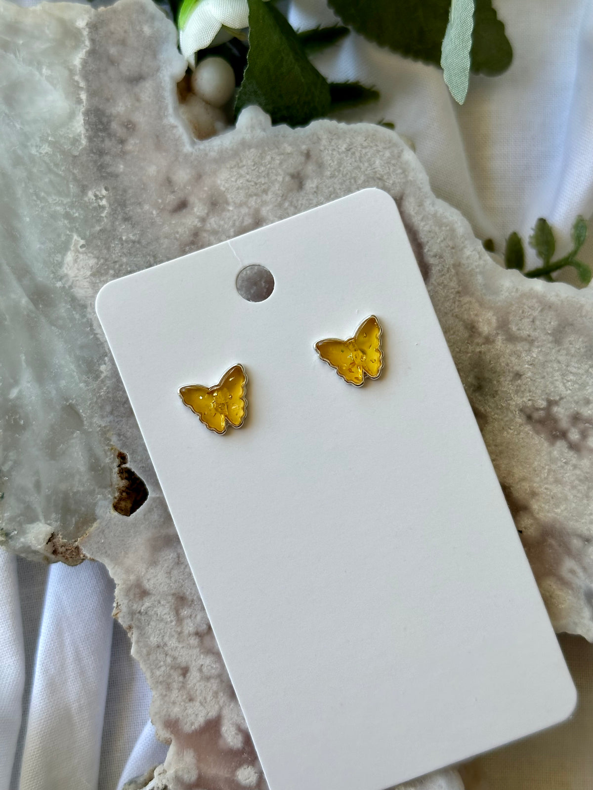 Butterfly Studs | Baltic Amber Earrings | s925