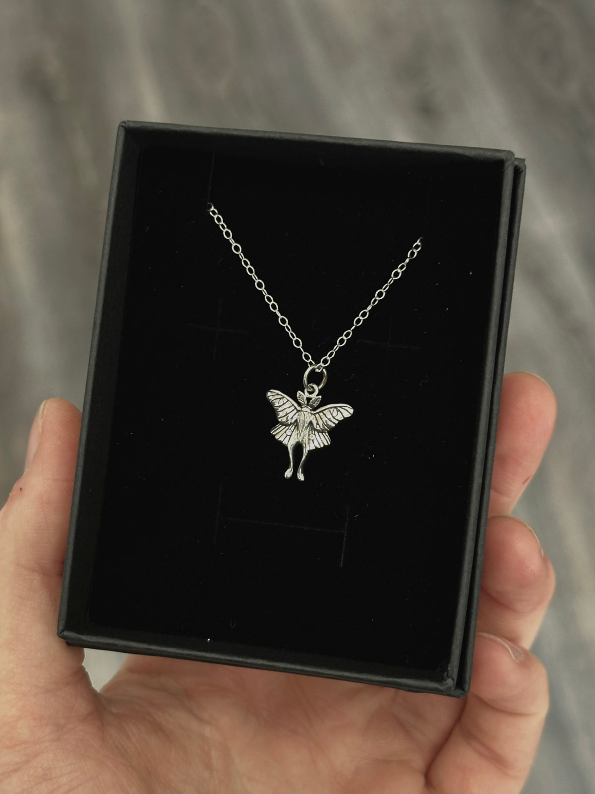 Sterling Silver XL Luna Moth Necklace | 18 Inch