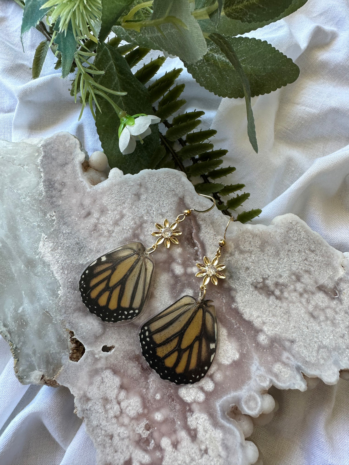 Real Monarch Butterfly Hindwing Earrings
