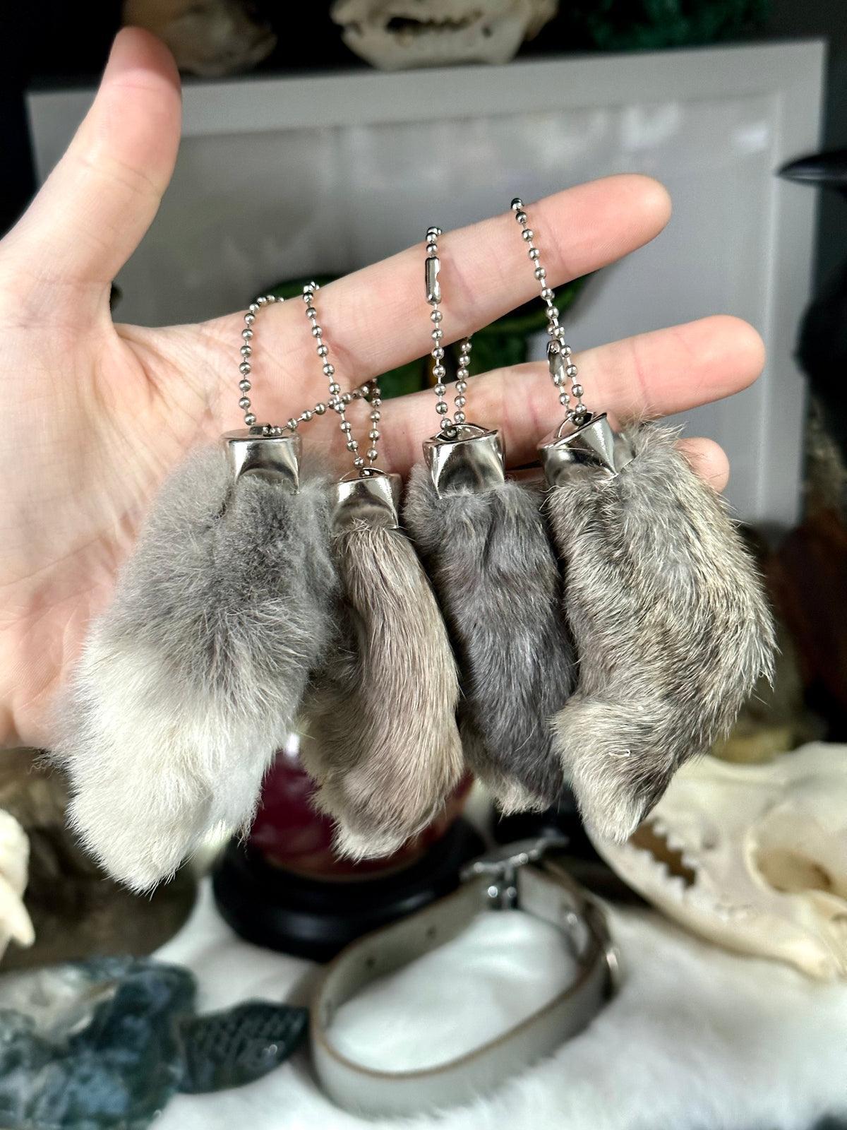 Rabbit Foot Keychain | Grey