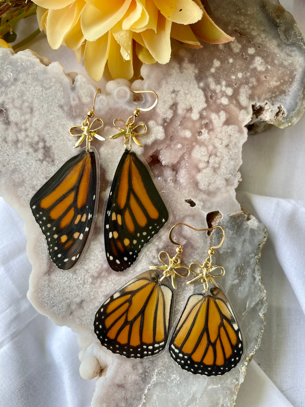 Real Monarch Danaus Plexippus Butterfly Wing Earrings